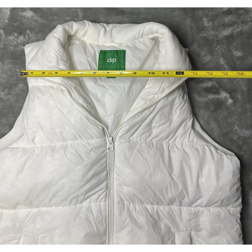 dip Women's White Insulated Puffer Vest Full Zip Collared Sleeveless M - Picture 15 of 16